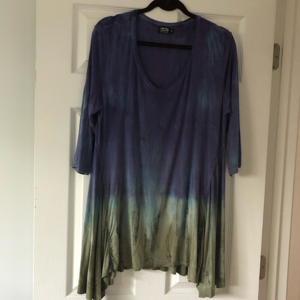 Women's Blue and Green Tunic Top
